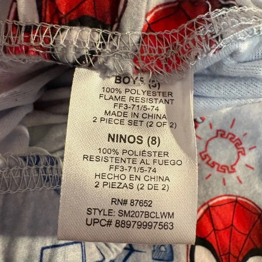Marvel Spider-Man Boys Pajama Set Coat Style Sz 8 Wall Crawler Fleece Sleepwear‎